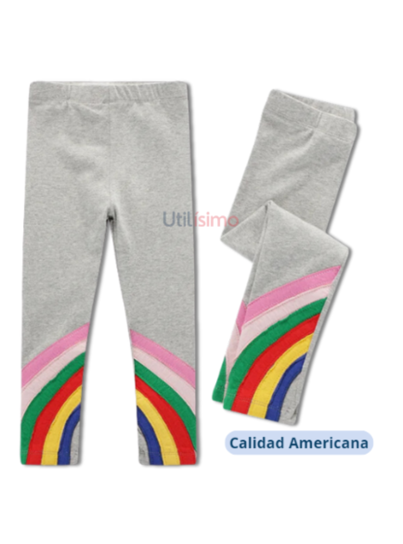 Calzas Niña Arco Iris Gris Claro Jump Kids 100% Algodón-1