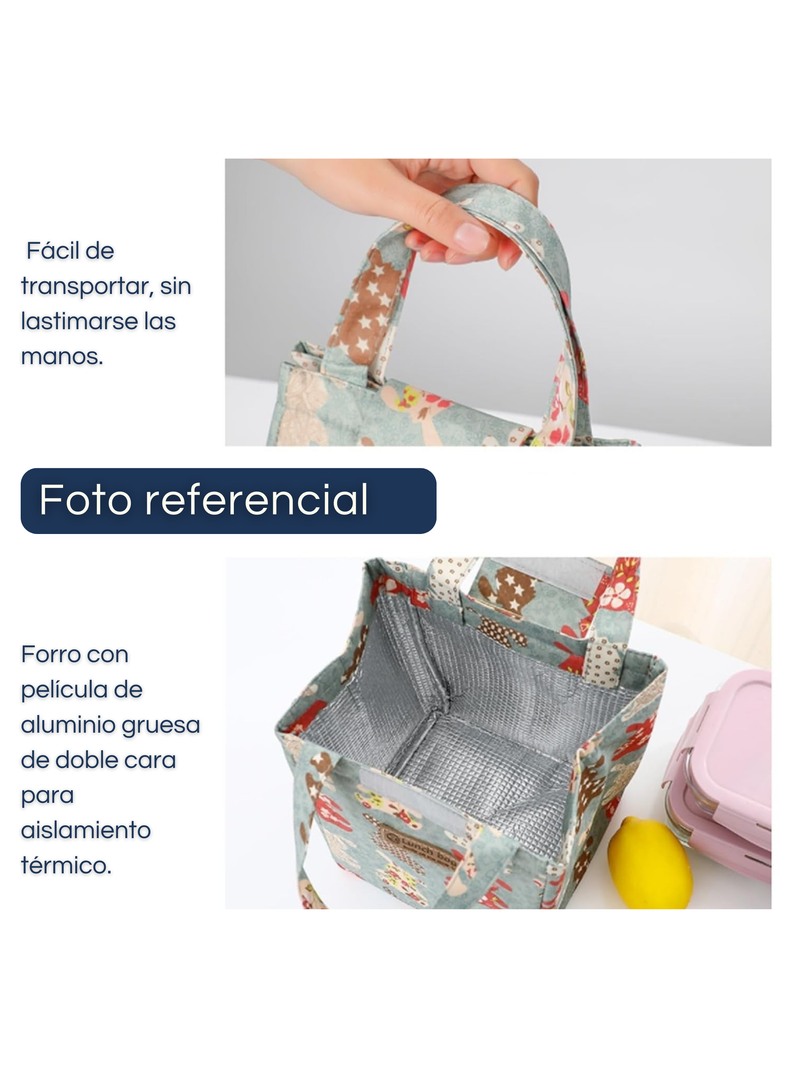Lonchera Térmica Estampada Bolsa de Mano para Picnic Portátil Animal Print-3