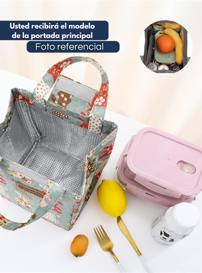 Lonchera Térmica Estampada Bolsa de Mano para Picnic Portátil Animal Print-5