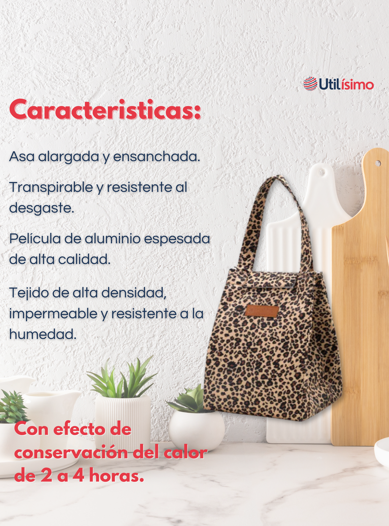 Lonchera Térmica Estampada Bolsa de Mano para Picnic Portátil Animal Print-1