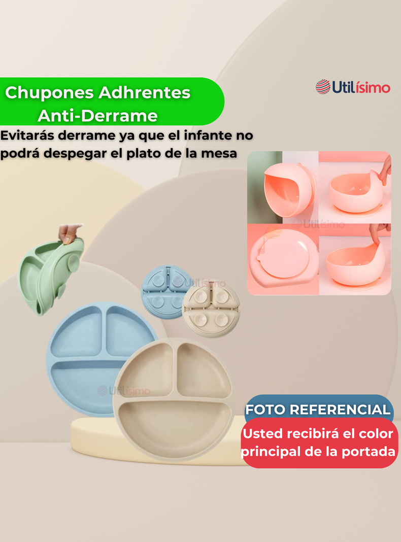 Set De Alimentación Bebé Silicona Con Vaso 5 Piezas Libre BPA Verde-7