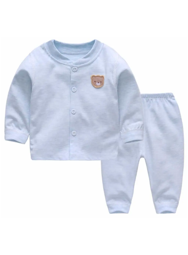Set 2 Piezas Pijama Niño Oso Azul Jump Kids 100% Algodón-0
