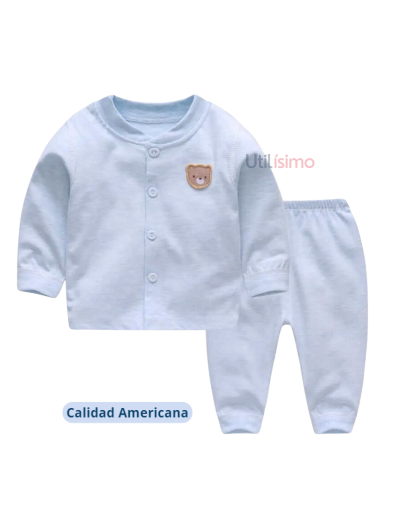 Set 2 Piezas Pijama Niño Oso Azul Jump Kids 100% Algodón-1