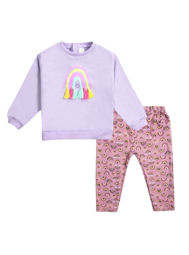 Set 2 piezas Conjunto Buzo Poleron Niña 100% Algodon Lilac Fantasy-0