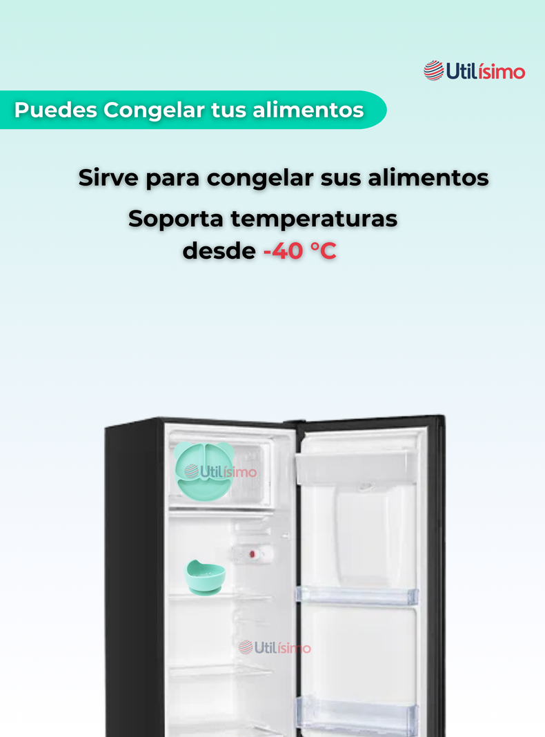Set De Alimentación Bebé Silicona De Oso 6 Piezas Libre BPA Turquesa-4