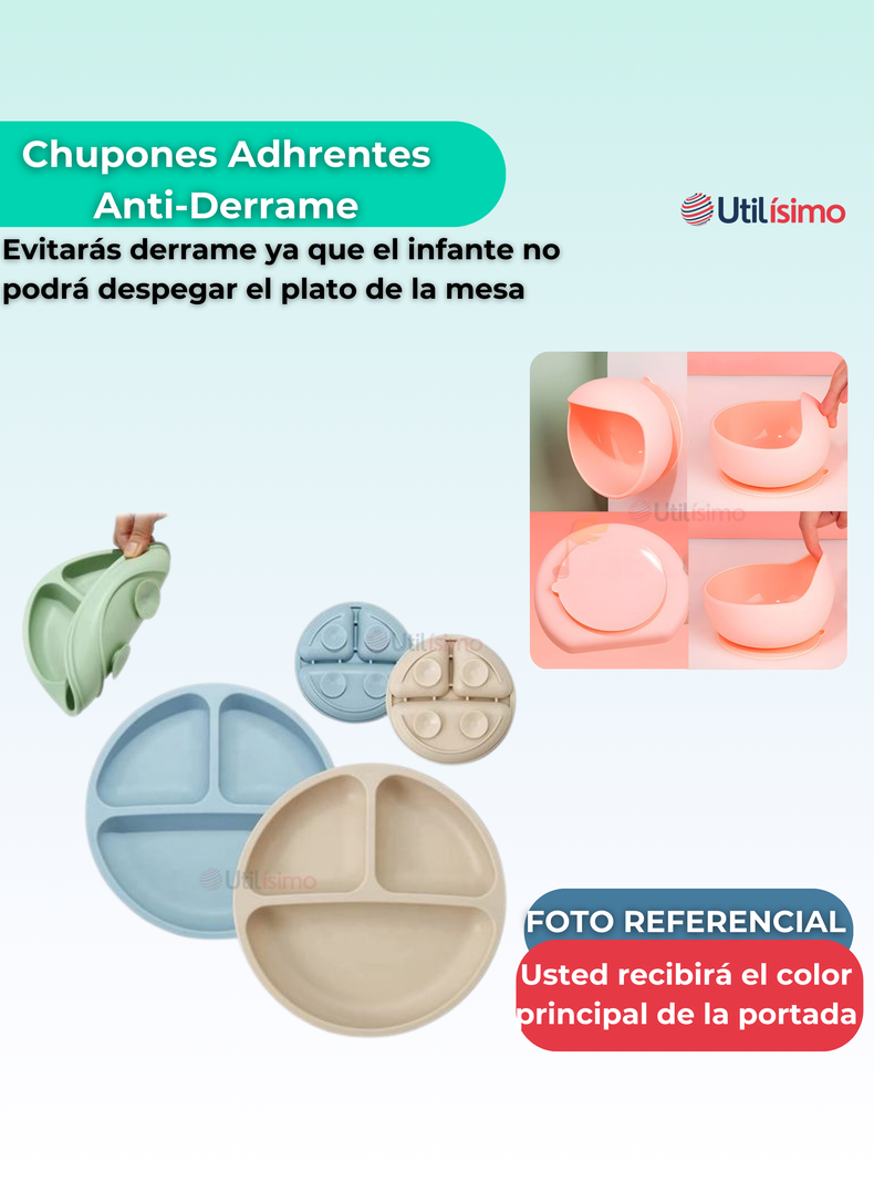 Set De Alimentación Bebé Silicona De Oso 6 Piezas Libre BPA Turquesa-7