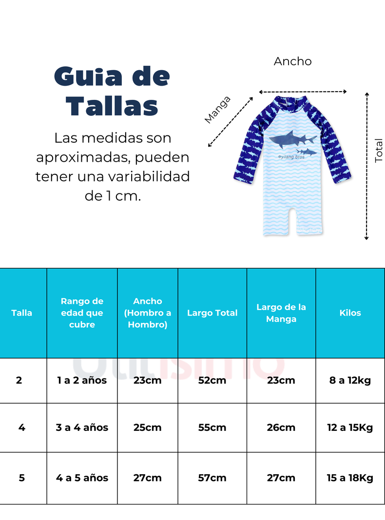 Traje de Baño Enterito Manga Larga Niño Jump Kids Oso.-2