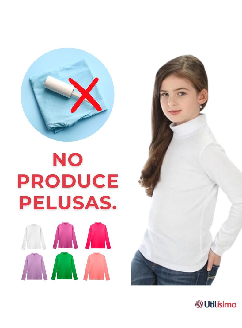 Pack 4 Camiseta Polera Polar Cuello Alto Niña Primera Capa-6