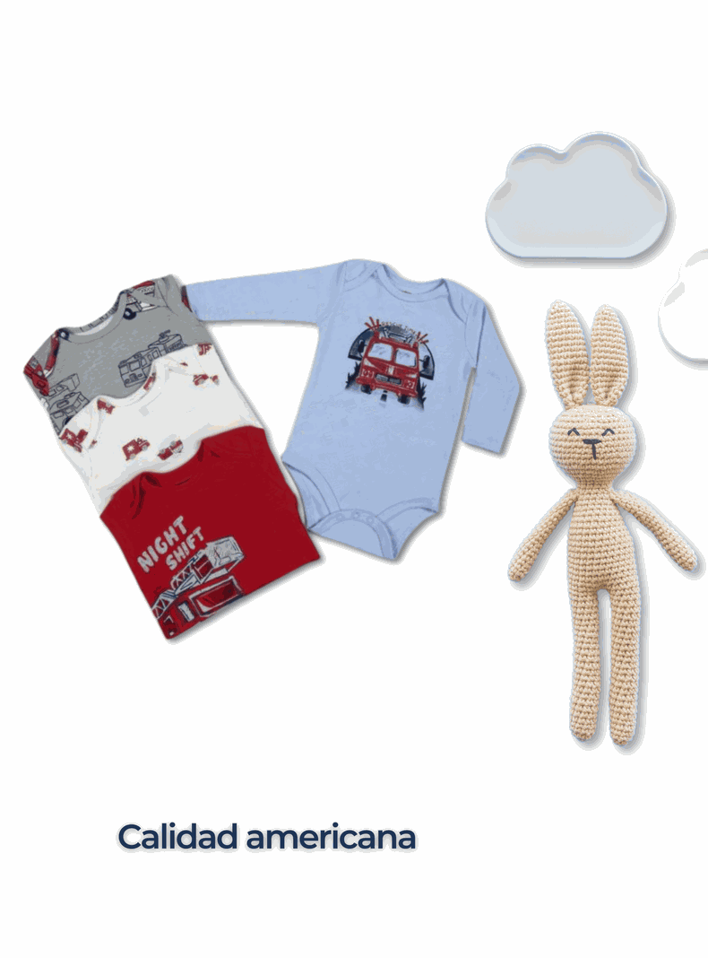 Pack 4 Bodys Bebé Niño Manga Larga Tedmimak 100% Algodón Red Cars-5