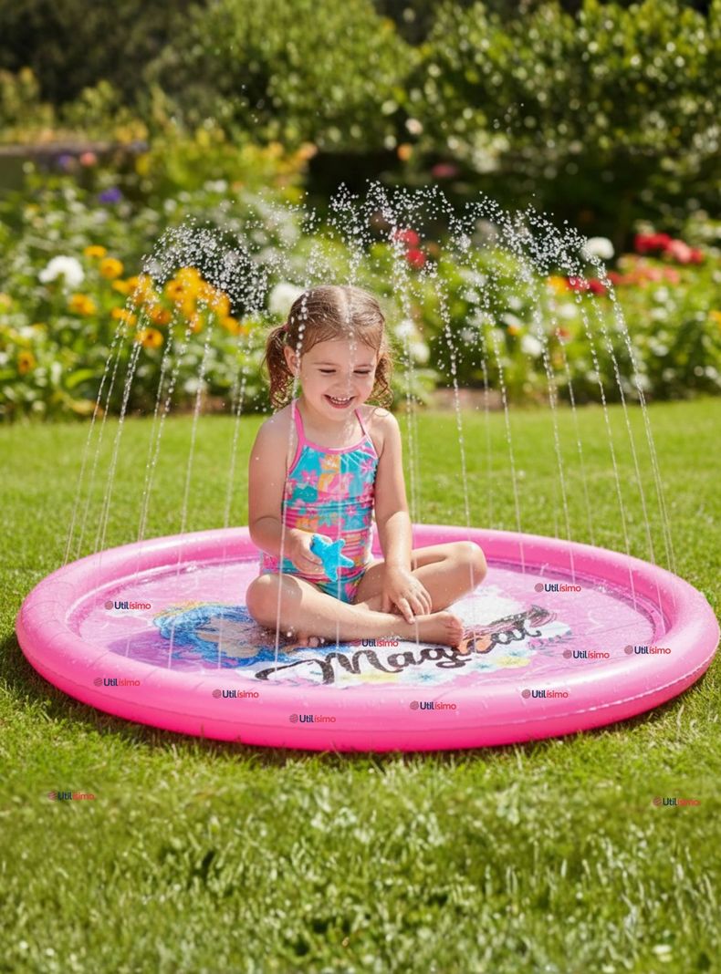Alfombra Piscina Rociador de Agua Para Nina 170 cm Color Rosado