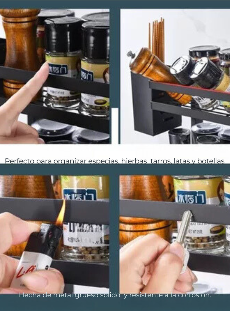 Estante para Especias Organizador De Cocina Especiero 2 Niveles Multifuncional-6