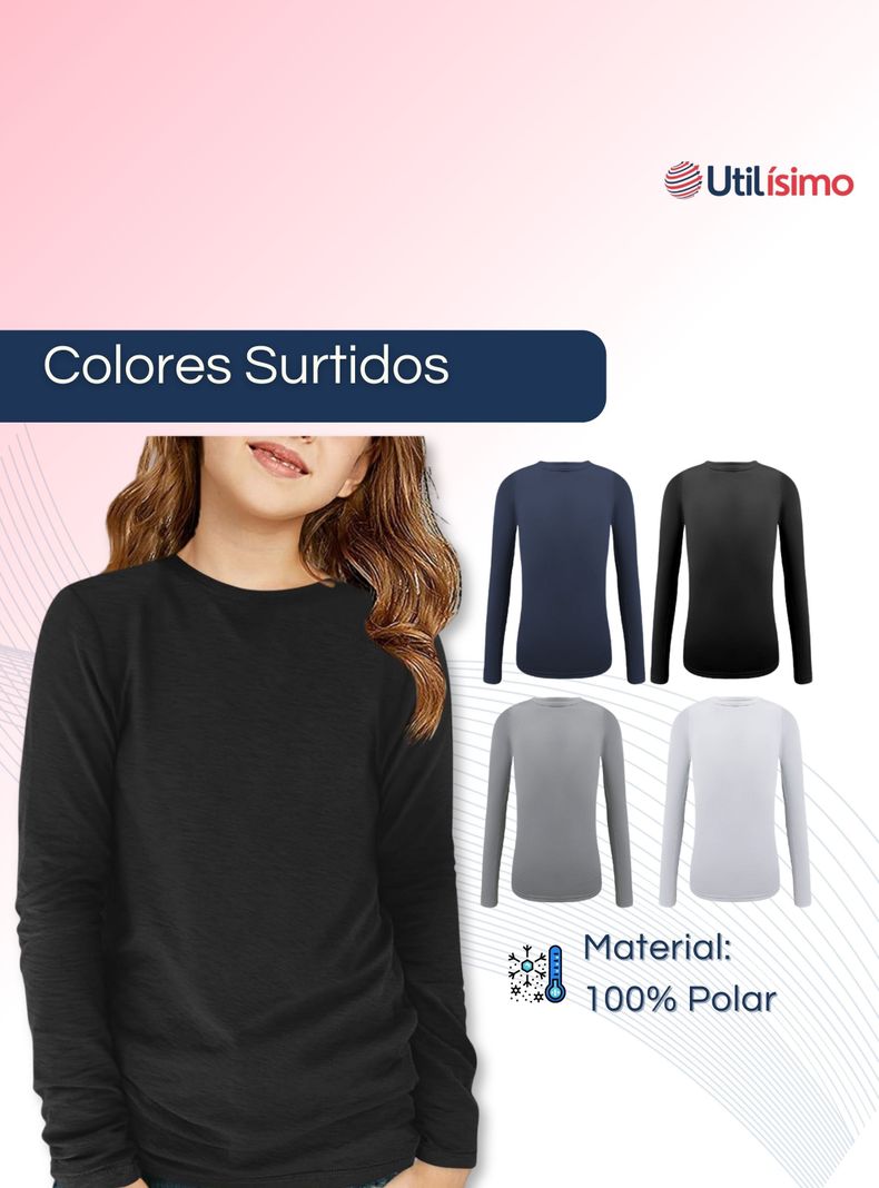 Pack 3 Camisetas Polera Polar Primera Capa Colores Surtidos Niña-2