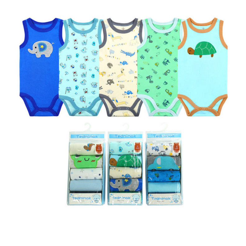 Pack 5 Body Sin Manga Bebés Tedmimak Surtido-0