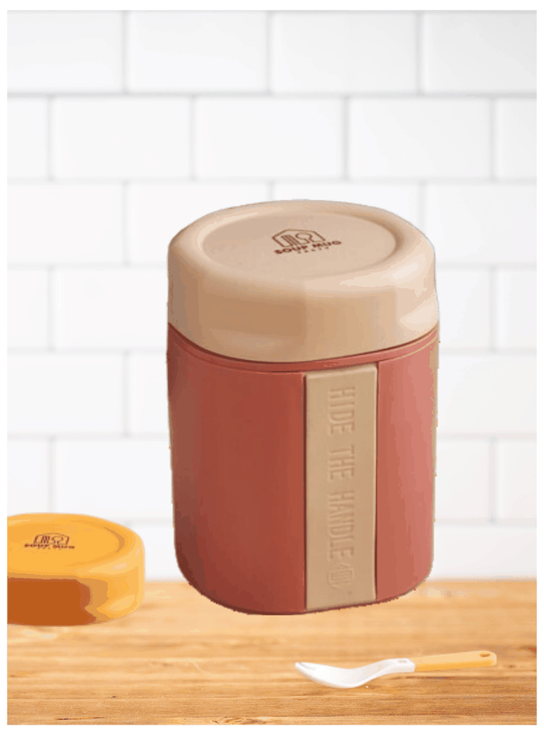 Termo Táper Térmico 500 Ml Estilo Vaso Con Tenedor Oficina Y Escolar Pink-0
