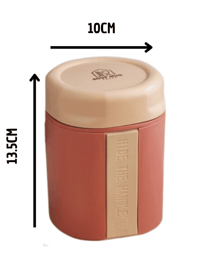Termo Táper Térmico 500 Ml Estilo Vaso Con Tenedor Oficina Y Escolar Pink-1