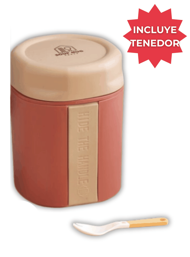 Termo Táper Térmico 500 Ml Estilo Vaso Con Tenedor Oficina Y Escolar Pink-2