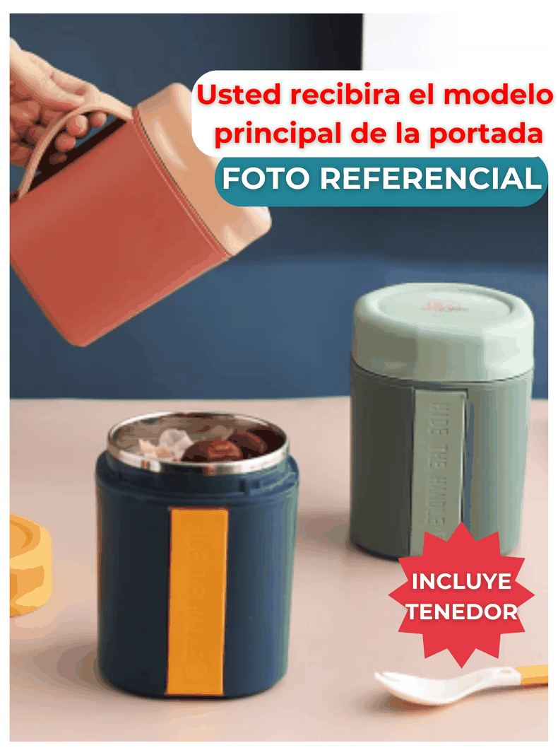 Termo Táper Térmico 500 Ml Estilo Vaso Con Tenedor Oficina Y Escolar Pink-4