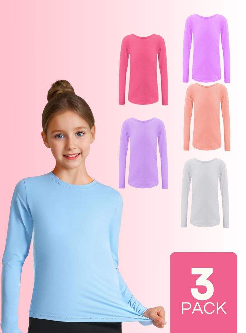 Pack 3 Camisetas Polar Nina Primera Capa Cuello Redondo