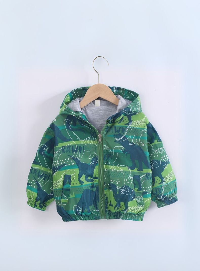 Cortaviento Impermeable Chaqueta Estampado Niño Y Bebé Jump Kids Light Green Dinosaur-0