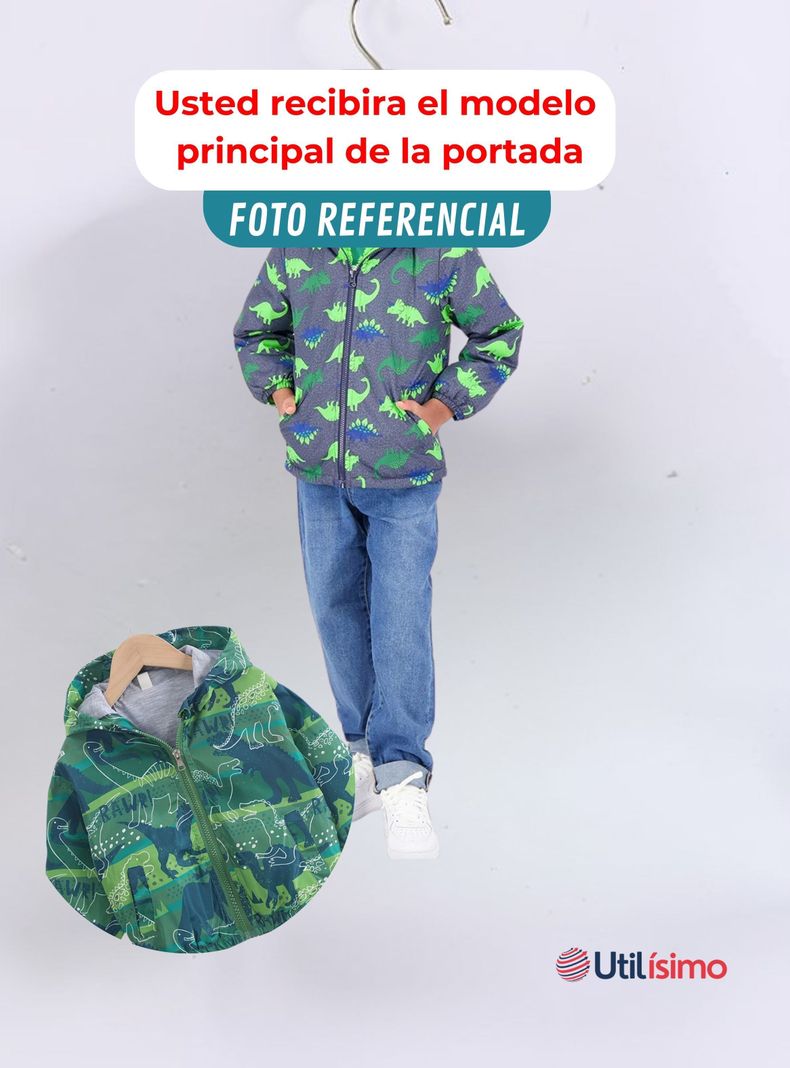 Cortaviento Impermeable Chaqueta Estampado Niño Y Bebé Jump Kids Light Green Dinosaur-6