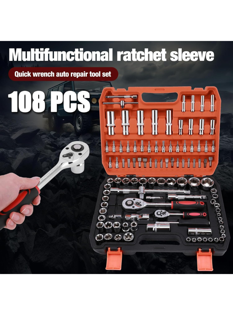 Caja Herramientas Set Kit Juego Dados Chicharra 108 Piezas-4