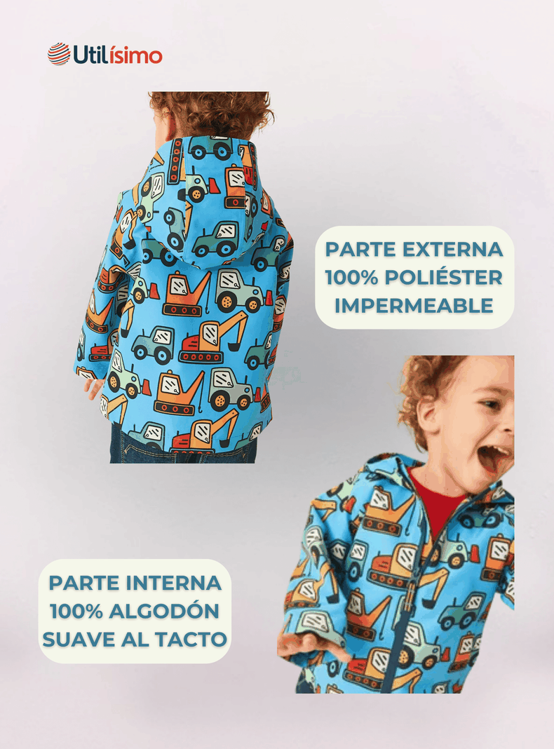 Cortaviento Impermeable Chaqueta Estampado Niño Y Bebé Jump Kids Blue Machines-1