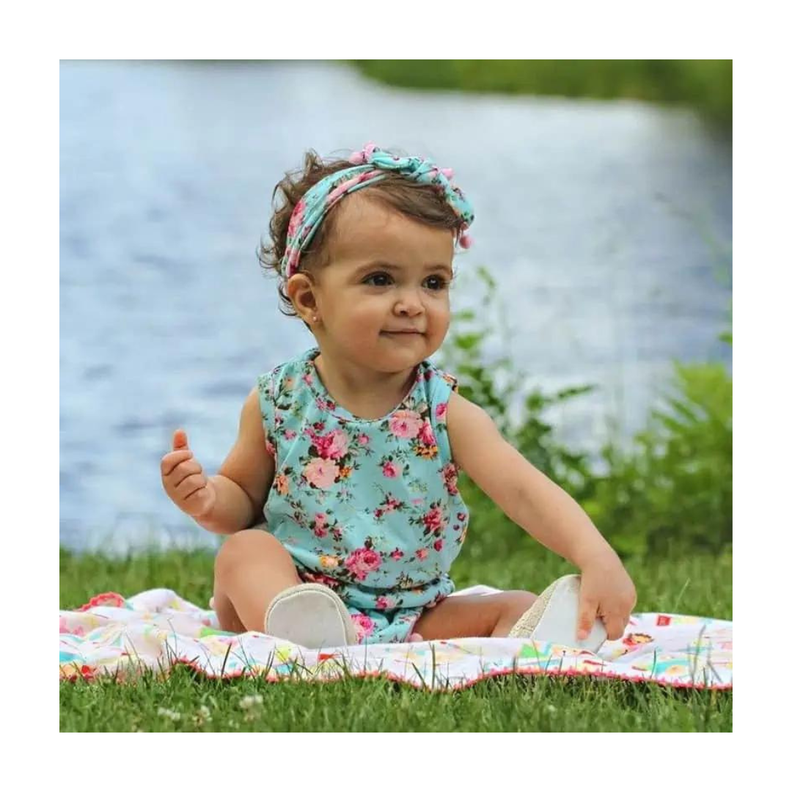 Body Floreado con Cinta para Bebé Niña Jump Kids Celeste-2