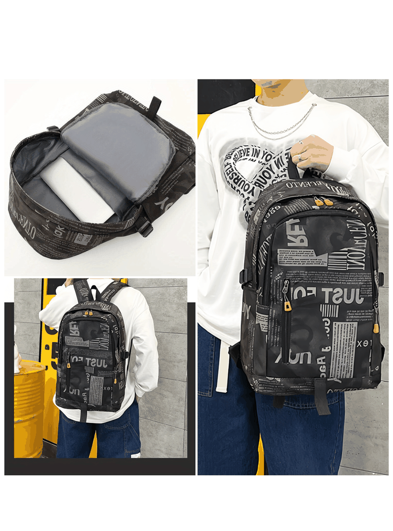 Pack Mochila Lonchera Estuche Grande 49cm Juvenil y Escolar Black-3