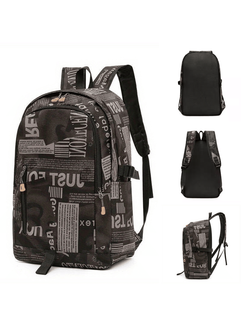 Pack Mochila Lonchera Estuche Grande 49cm Juvenil y Escolar Black-4