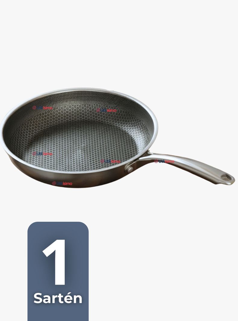 Sarten de Acero Inoxidable Antiadherente 24cm Para Freir y Saltear