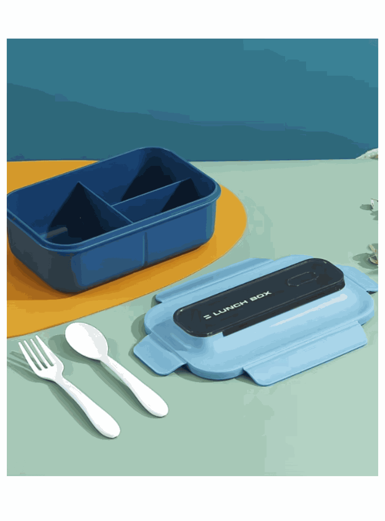Fiambrera Contenedor 1200 Ml Lunch Box Táper Hermético + Vaso Plástico Blue-0