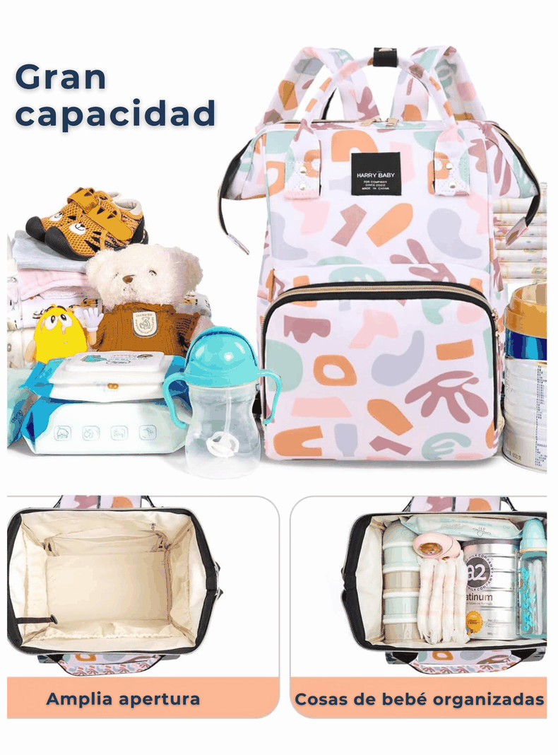 Mochila Maternal Oxford Bolso Pañalera Infantil Térmica e Impermeable Purple White-2