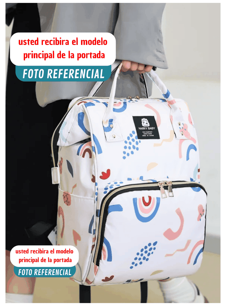 Mochila Maternal Oxford Bolso Pañalera Infantil Térmica e Impermeable Purple White-3