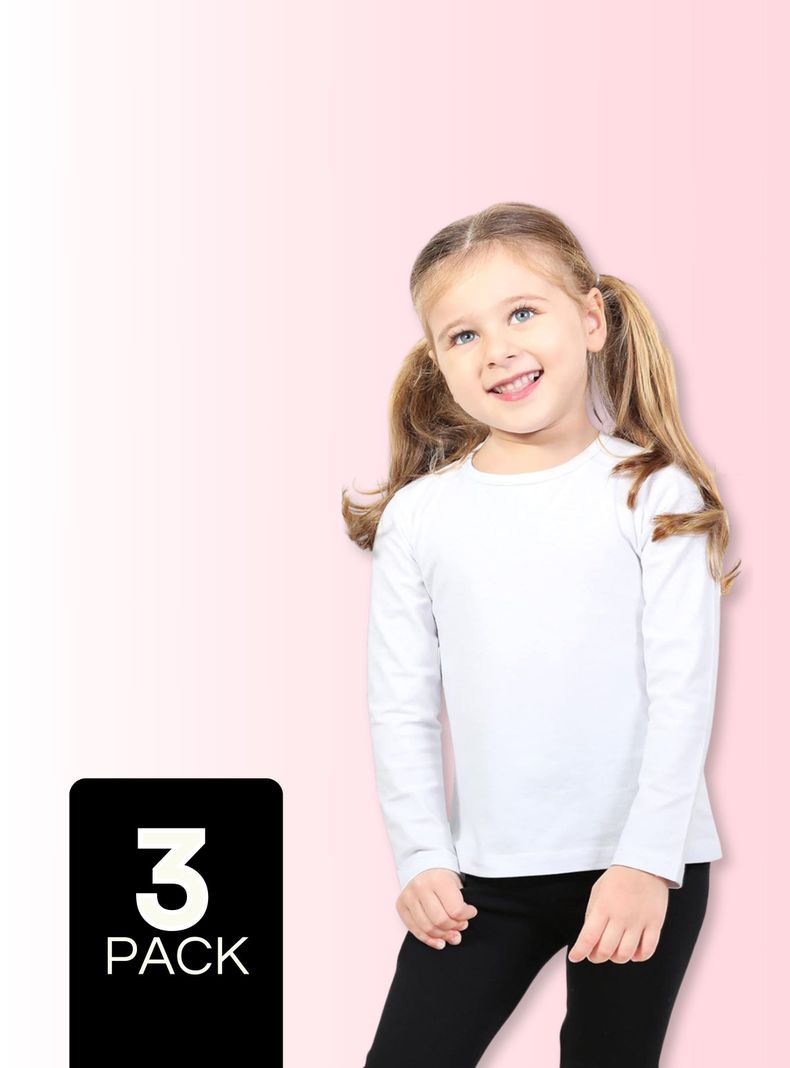 Pack 3 Camisetas Polar Primera Capa Invierno Niña White-0