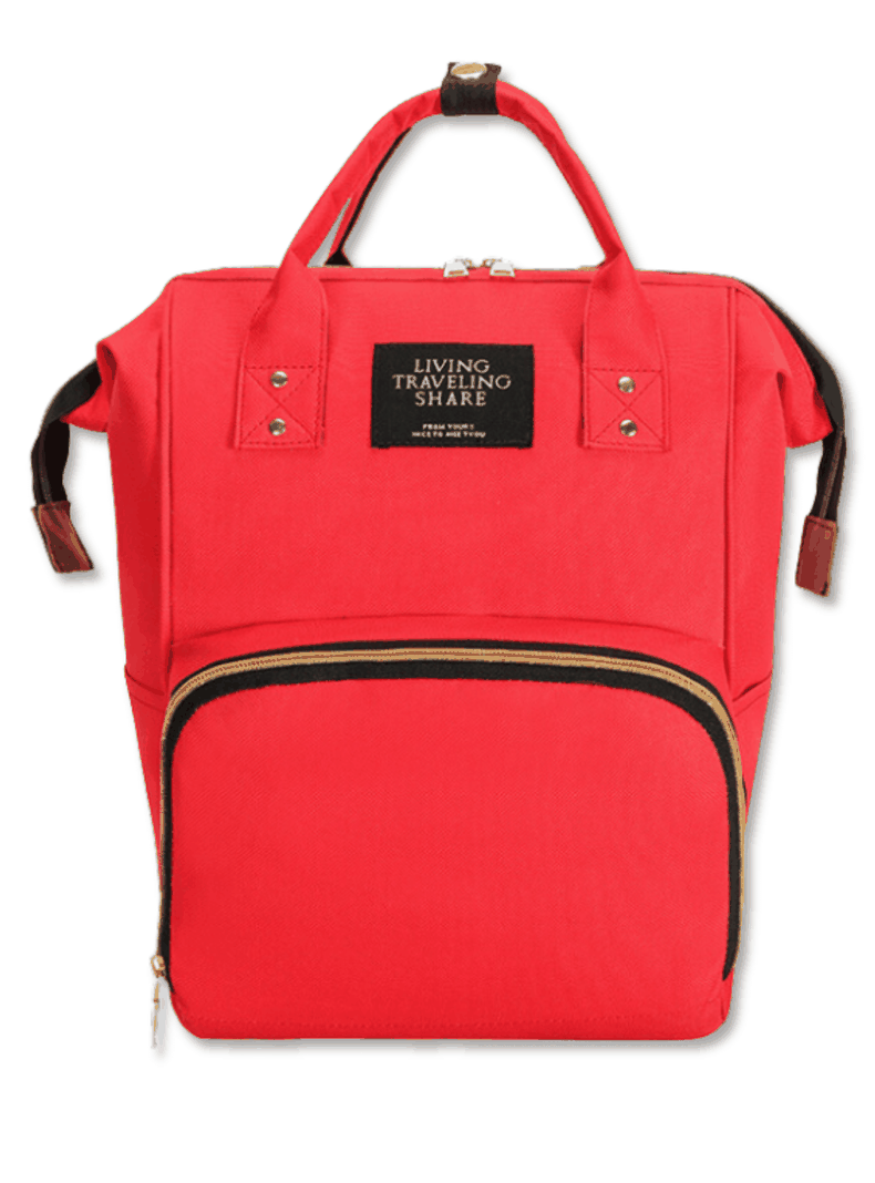 Mochila Maternal Bolso Pañalera Nylon Bebé Térmica e Impermeable Dark Red-0