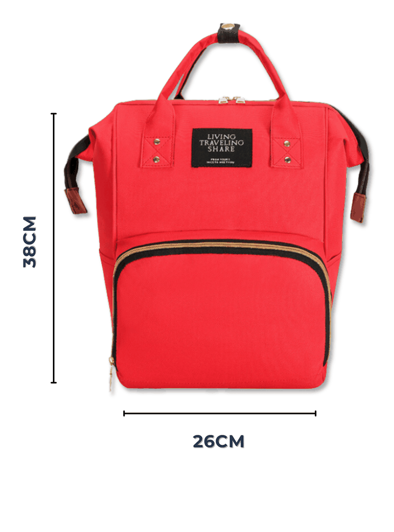 Mochila Maternal Bolso Pañalera Nylon Bebé Térmica e Impermeable Dark Red-1