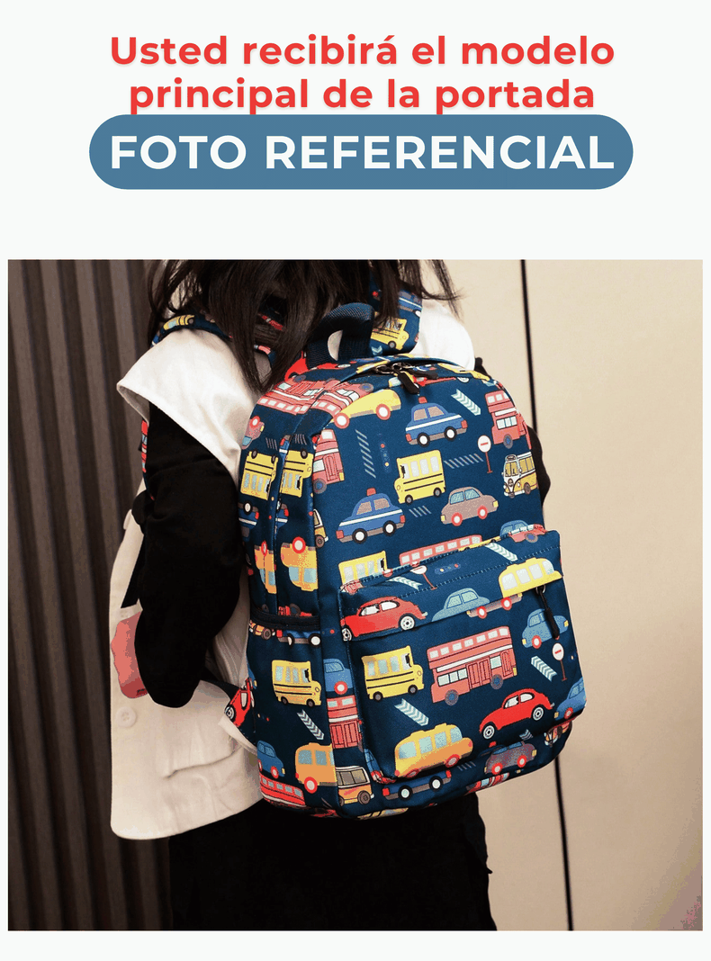 Mochila Infantil 2 a 4 años Jardín Escuela 33cm Niño Niña Celeste Cars-2