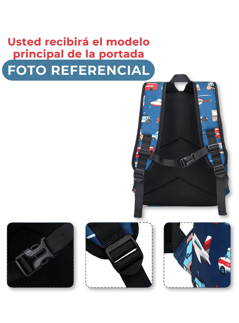 Mochila Infantil 2 a 4 años Jardín Escuela 33cm Niño Niña Celeste Cars-3