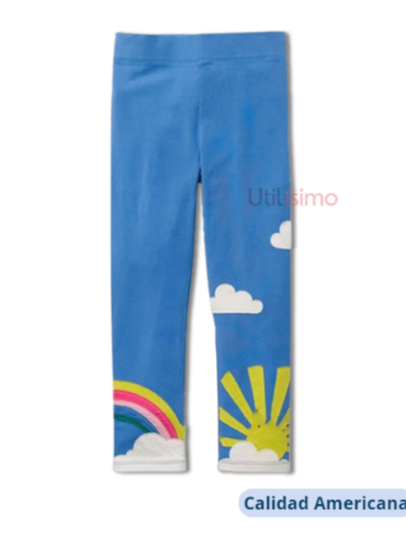Calzas Niña Arco Iris Sol Azul Jump Kids 100% Algodón-1