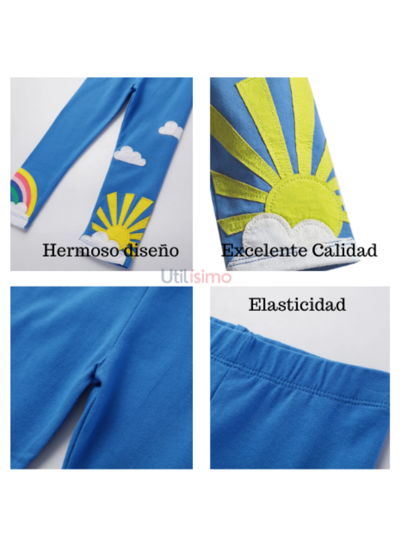 Calzas Niña Arco Iris Sol Azul Jump Kids 100% Algodón-3