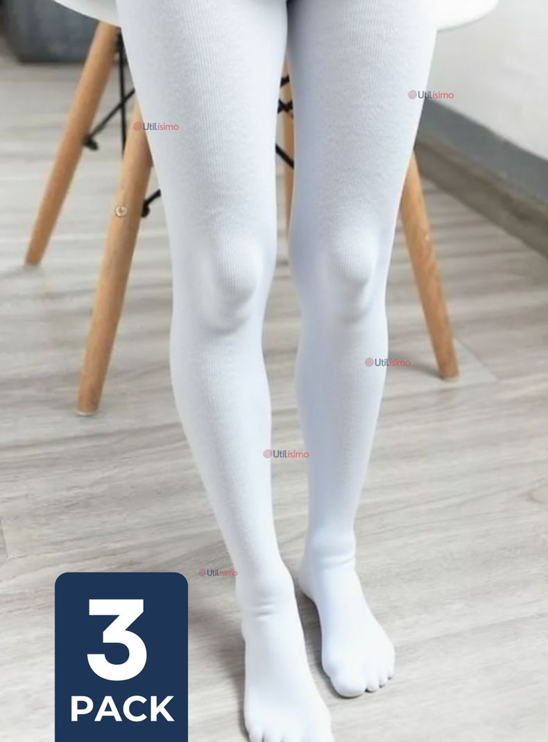 Pack 3 Ballerina Panty Primera Capa Blancas Ninas Fiestas Patrias Blanco 3-4 anos