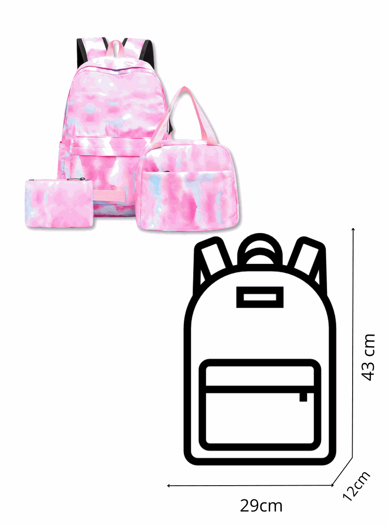  Pack Mochila Lonchera Estuche 43cm Juvenil y Escolar Lila-1