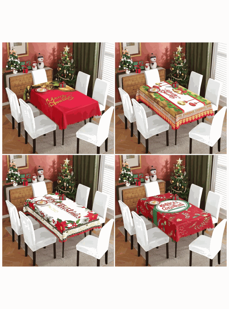Mantel Navidad Merry Christmas Dorado Poliéster 137x180 cm-4