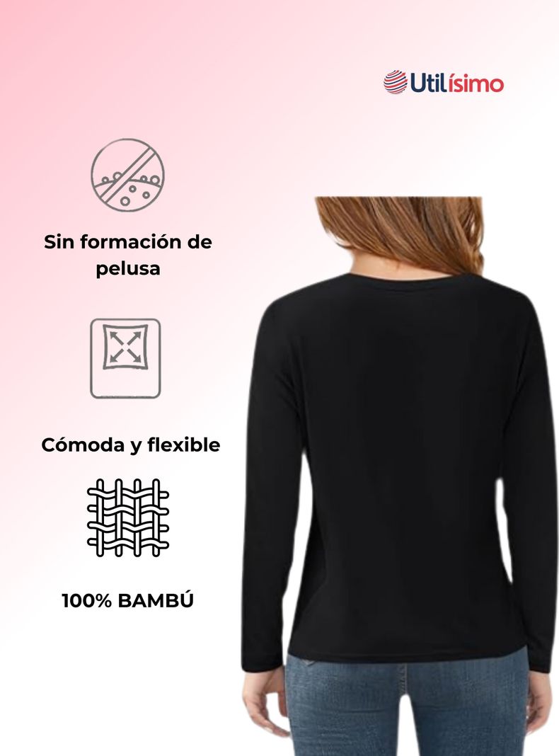 Camiseta Bambú Primera Capa Invierno Niña Cuello Redondo-4