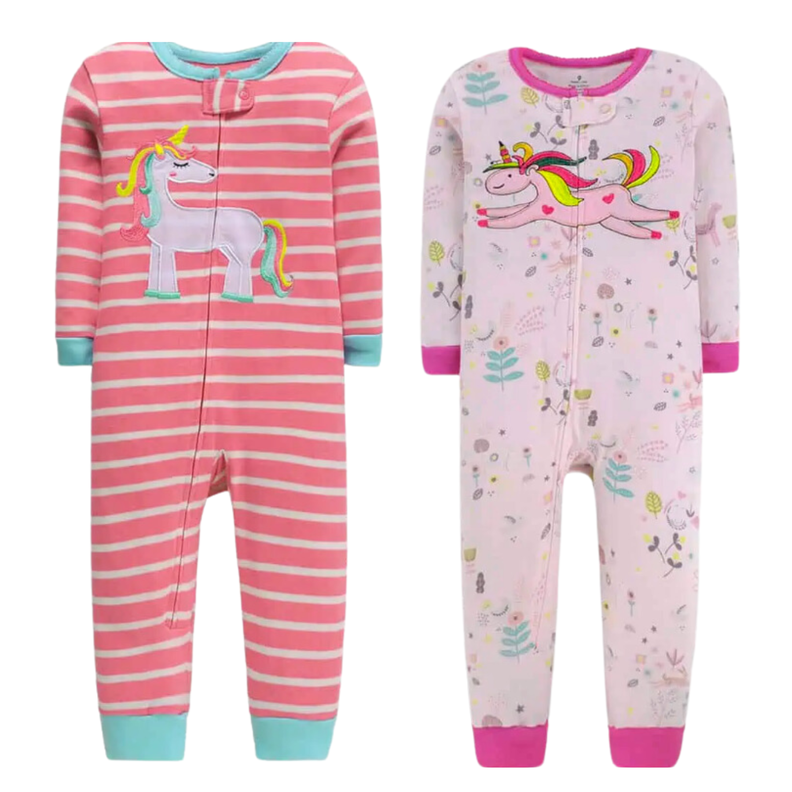 Enterito Largo Pijama Para Niña Cierre Sin Pie 100% Algodón-1