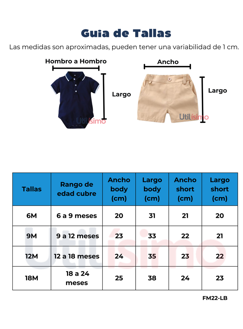 Conjunto Bebé Niño Body estilo Pique y Pantalón Corto 6 a 24 meses White-2