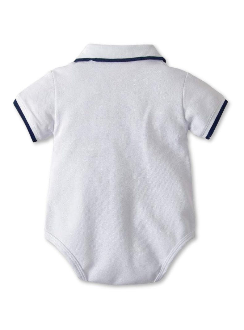 Conjunto Bebé Niño Body estilo Pique y Pantalón Corto 6 a 24 meses White-4