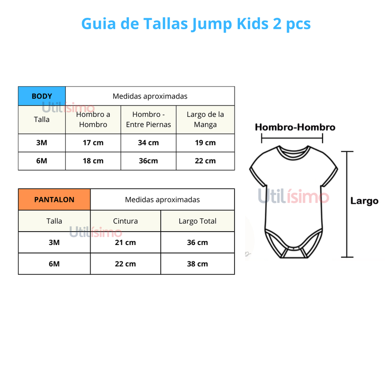 Pack 3 x Conjunto 2 Piezas Pantalón Body Bebé Niño Jump Kids Surtido-5