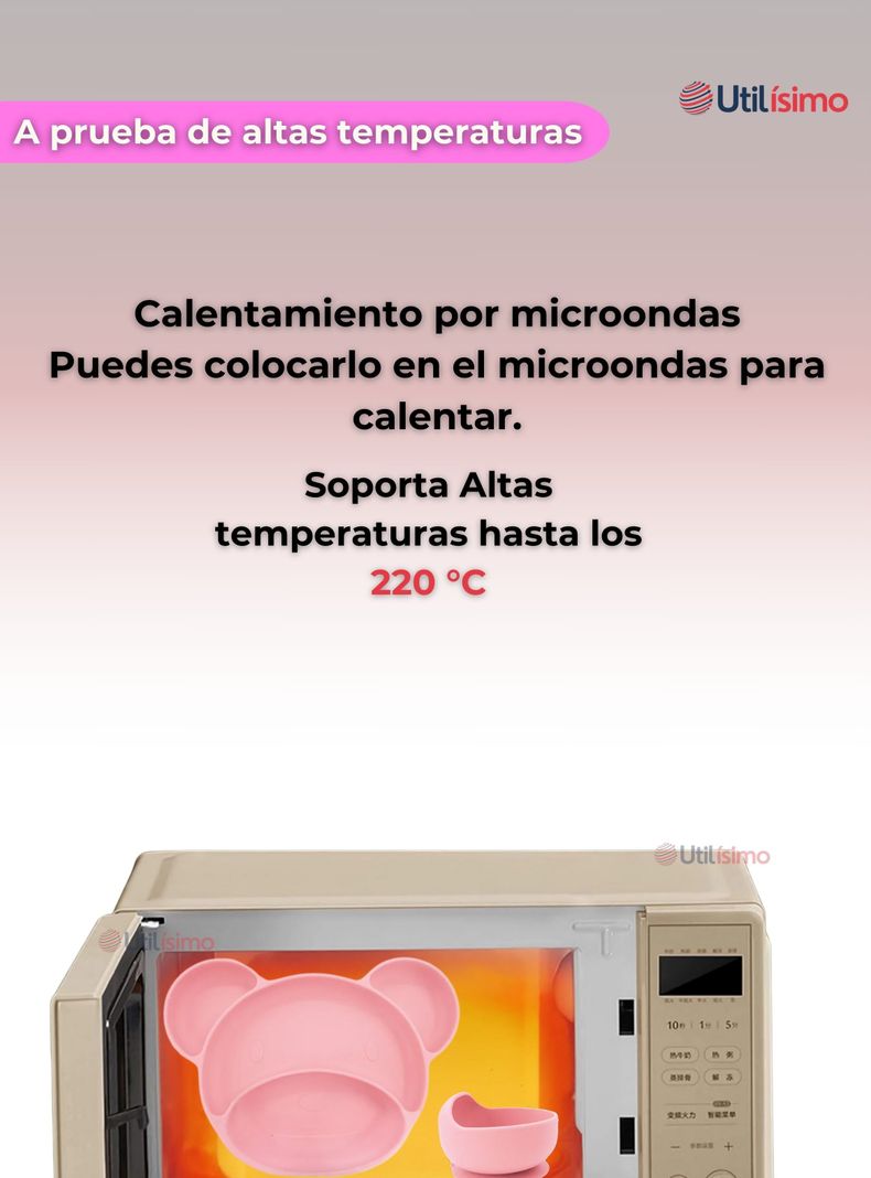 Set De Alimentación Bebé Silicona 6 Piezas Libre BPA Rosa Claro-3