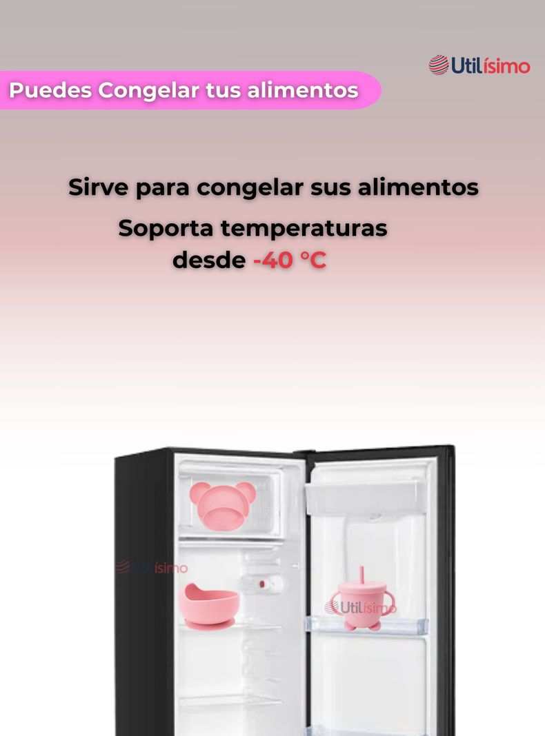 Set De Alimentación Bebé Silicona 6 Piezas Libre BPA Rosa Claro-4